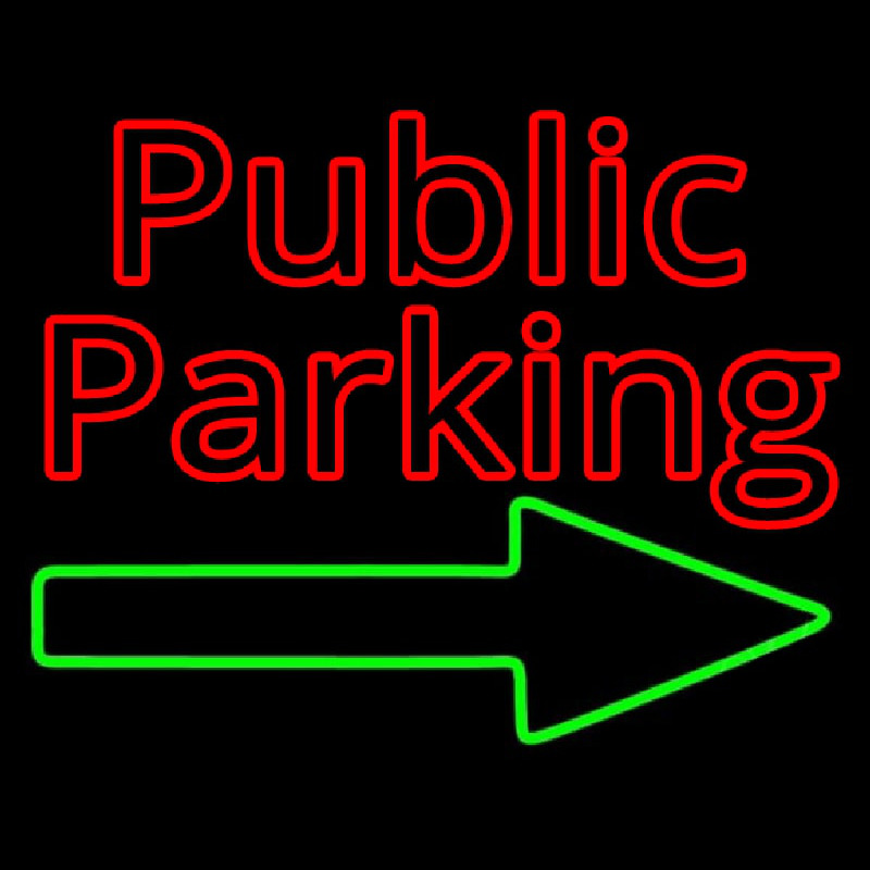 Red Public Parking With Arrow Enseigne Néon