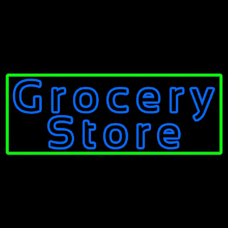 Blue Grocery Store With Green Border Enseigne Néon