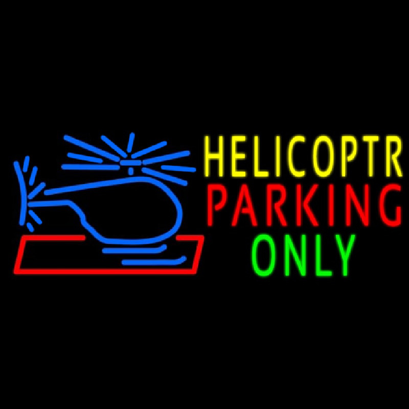 Blue Helicopter Parking Only Enseigne Néon