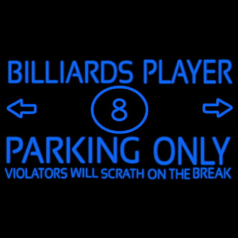 Billiards Player Parking Only Enseigne Néon