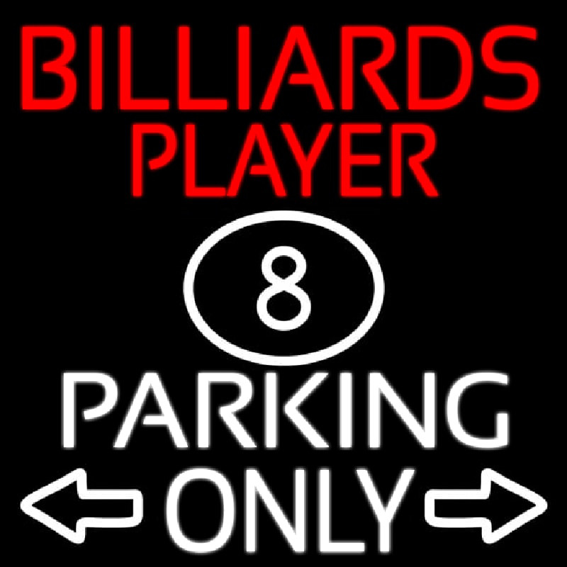 Billiards Player Parking Only Enseigne Néon