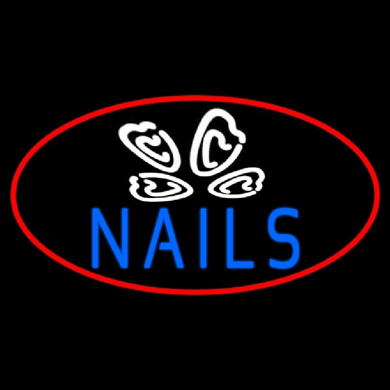 Blue Nails Logo Enseigne Néon