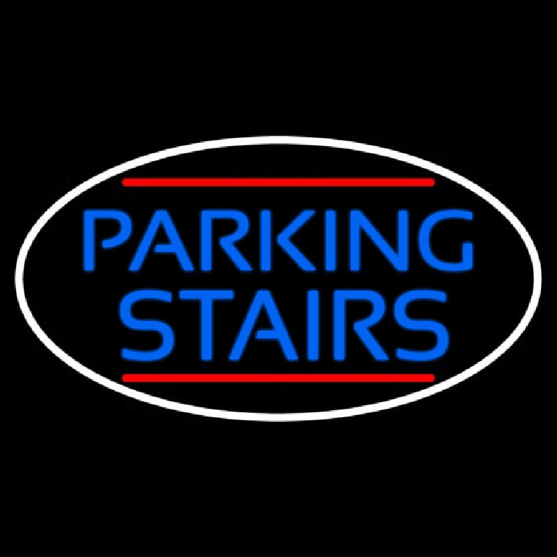 Blue Parking Stairs Oval With White Border Enseigne Néon
