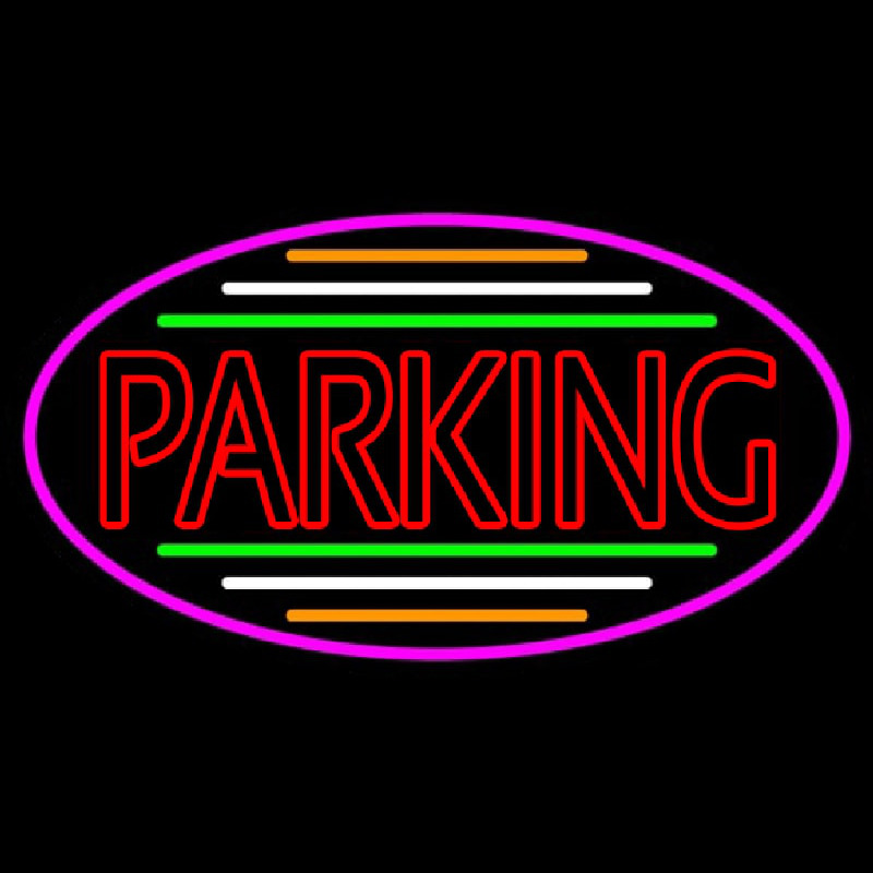 Double Stroke Parking Oval With Pink Border Enseigne Néon