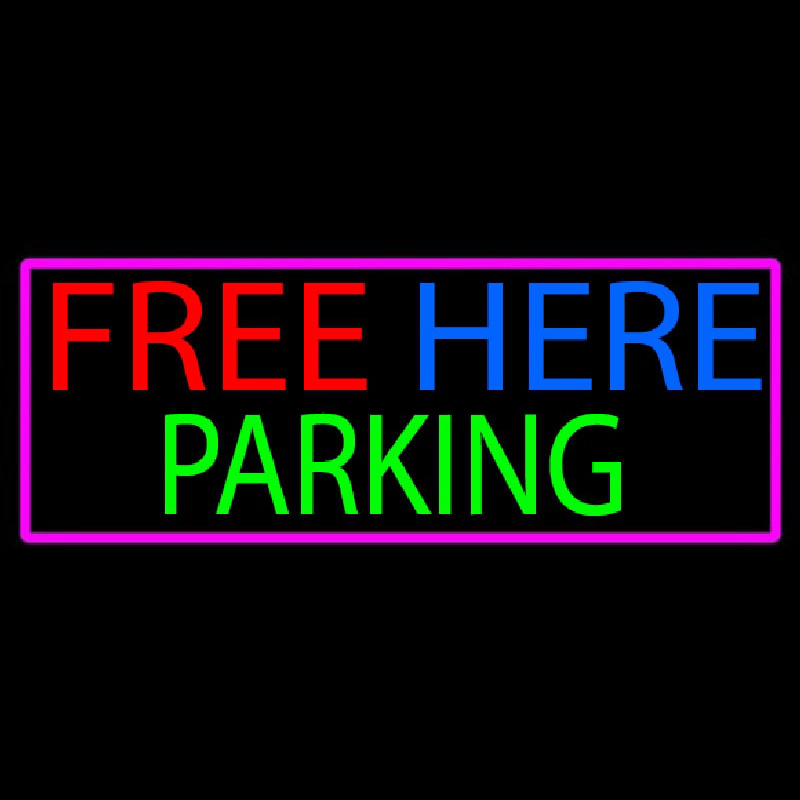 Free Here Parking With Pink Border Enseigne Néon