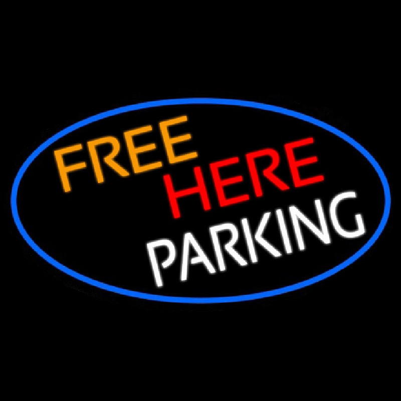 Free Her Parking Oval With Blue Border Enseigne Néon