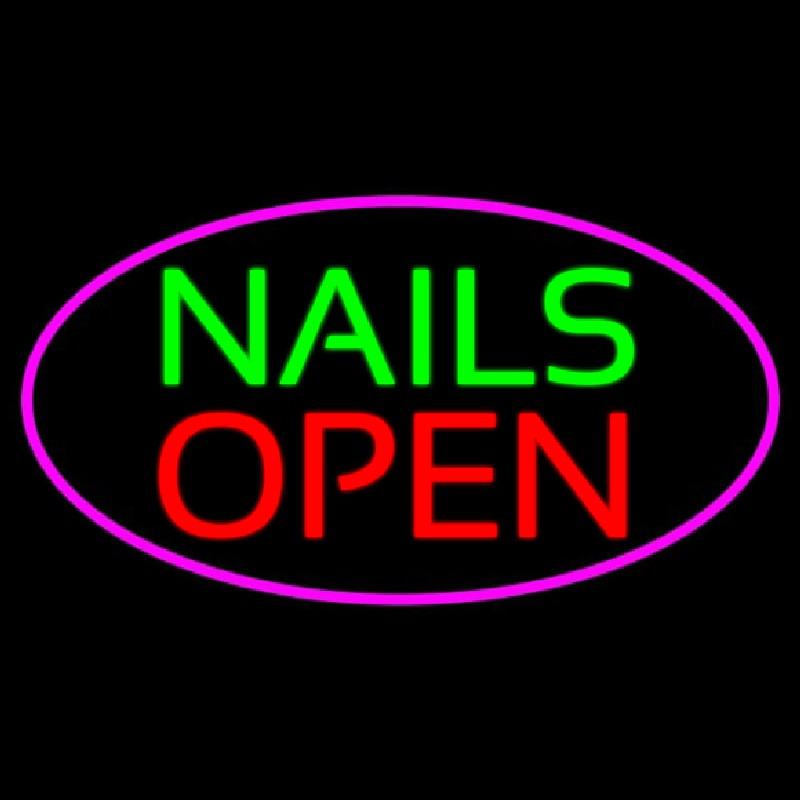 Green Nails Red Open Enseigne Néon