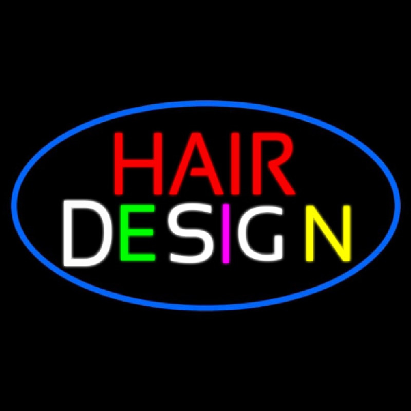 Hair Design With Blue Border Enseigne Néon