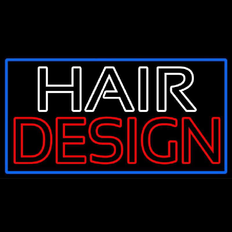 Hair Design With Blue Border Enseigne Néon