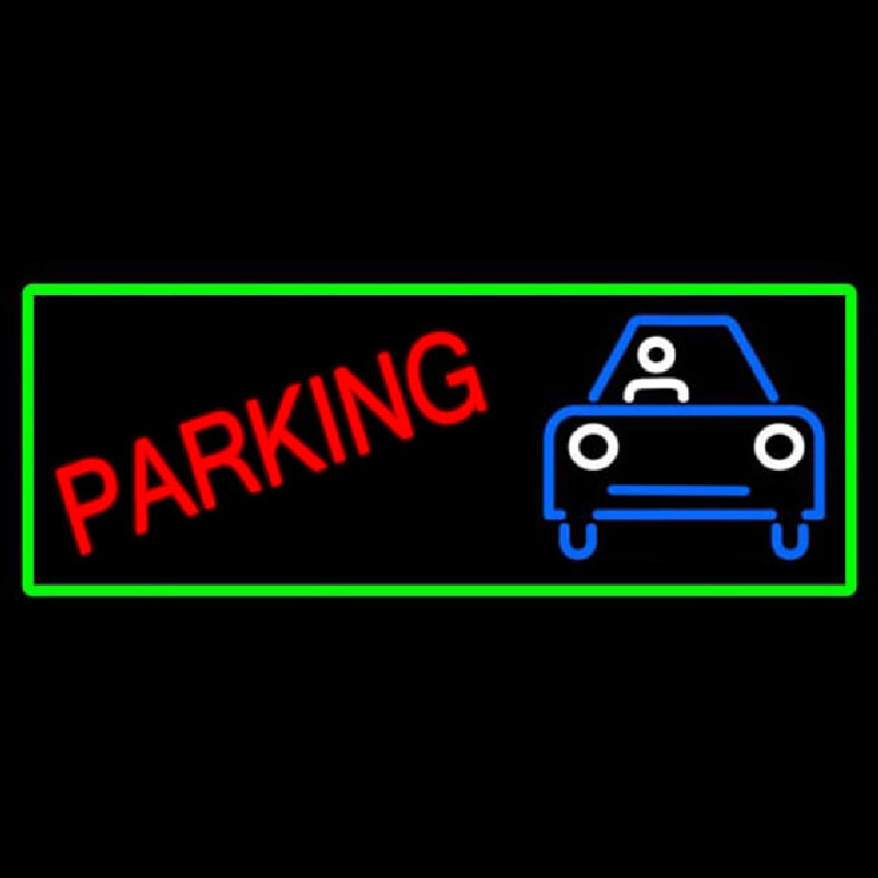 Parking With Car Enseigne Néon