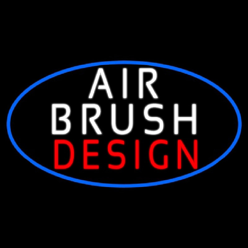 White Air Brush Design With Blue Border Enseigne Néon