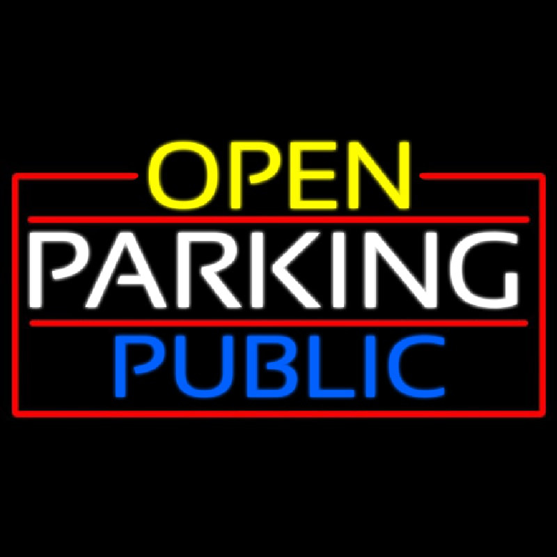 Open Parking Public With Red Border Enseigne Néon