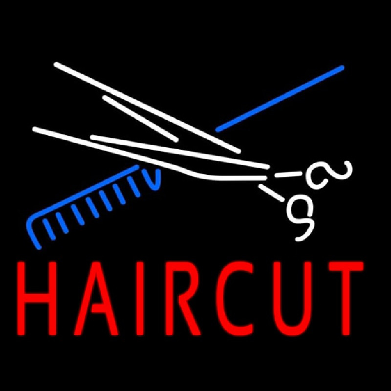Scissor And Comb Haircut Enseigne Néon