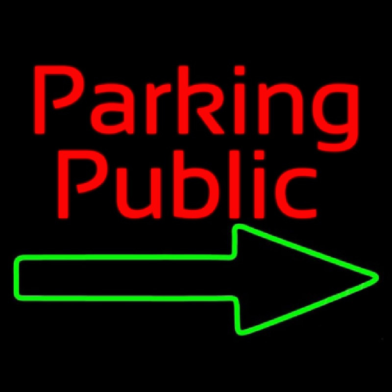 Red Public Parking With Arrow Enseigne Néon