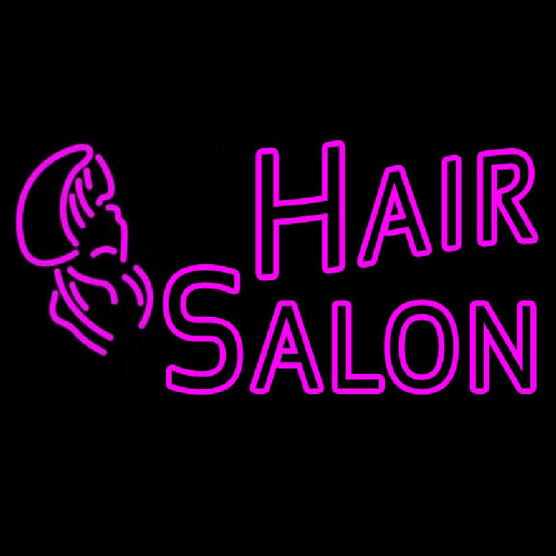 Double Stroke Pink Hair Salon Enseigne Néon