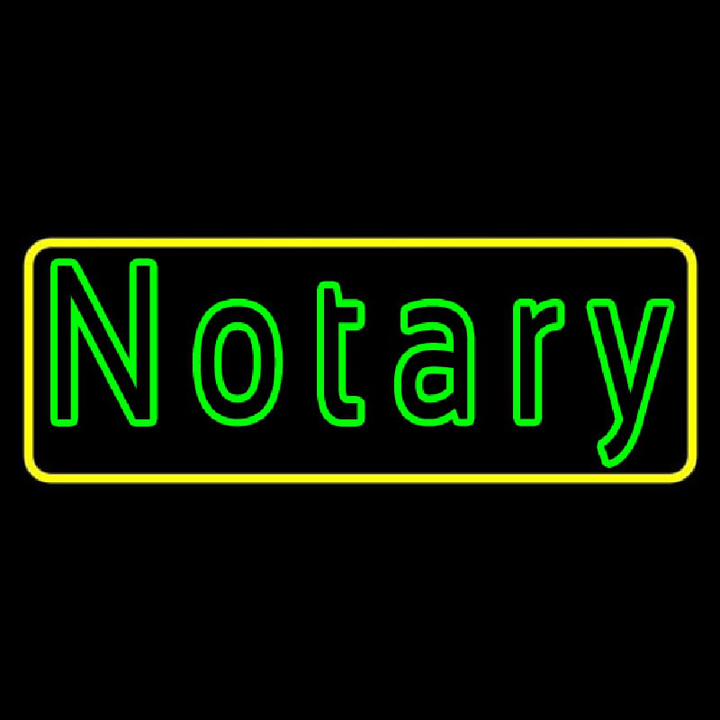 Green Notary Yellow Border Enseigne Néon