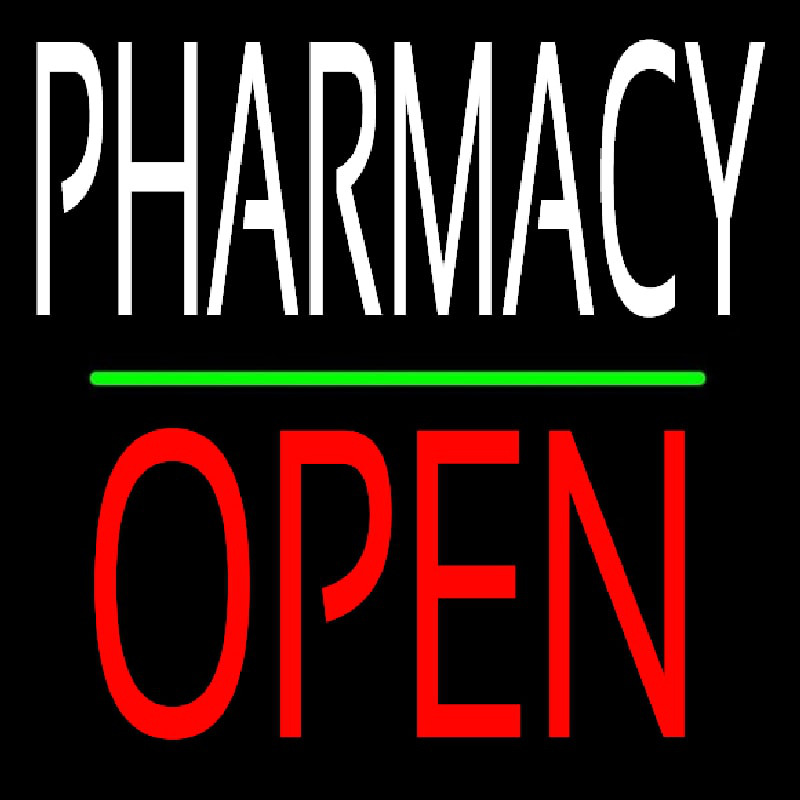 Pharmacy Block Open Green Line Enseigne Néon