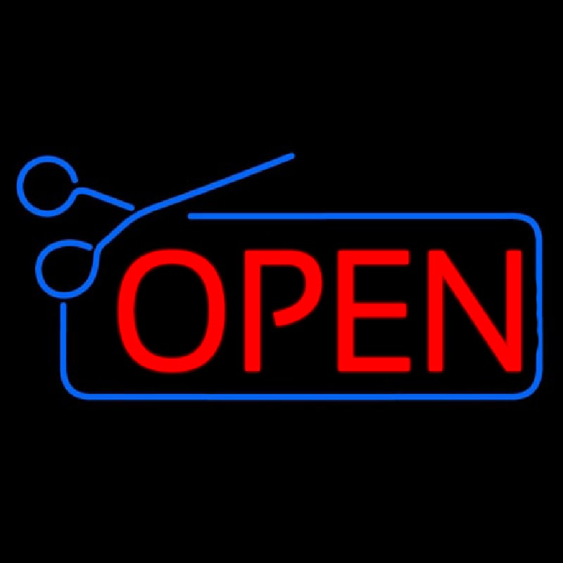 Red Open With Scissor Logo Enseigne Néon