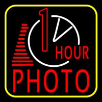 1 Hour Photo With Clock Icon Enseigne Néon