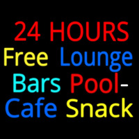 24 Hours Free Lounge Bars Pool Cafe Snack Enseigne Néon