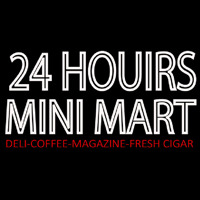 24 Hours Mini Mart Enseigne Néon