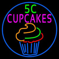 5c Cupcakes In Blue Round Enseigne Néon