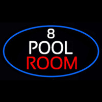 8 Pool Room Oval With Blue Border Enseigne Néon