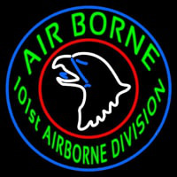 Airborne With Blue Round Enseigne Néon