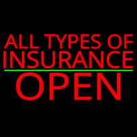 All Types Of Insurance Open Green Line Enseigne Néon