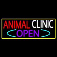 Animal Clinic Open With Yellow Border Enseigne Néon
