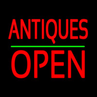 Antiques Block Open Green Line Enseigne Néon