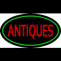 Antiques Green Oval Enseigne Néon