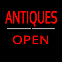 Antiques Open White Line Enseigne Néon