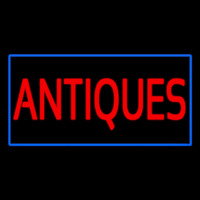 Antiques Rectangle Blue Enseigne Néon