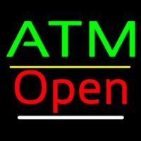 Atm Open Yellow Line Enseigne Néon