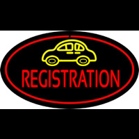 Auto Registration Oval Red Enseigne Néon