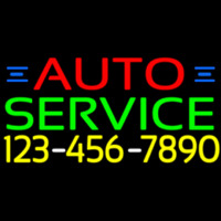 Auto Service With Phone Number Enseigne Néon