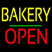 Bakery Block Open Green Line Enseigne Néon