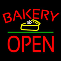 Bakery Logo Block Open Green Line Enseigne Néon
