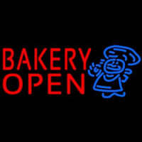 Bakery Open With Man Enseigne Néon