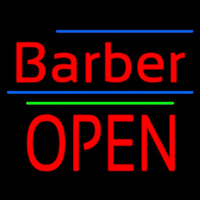 Barber Block Open Green Line Enseigne Néon