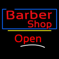 Barber Shop Blue Border Open Enseigne Néon