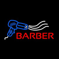 Barber With Dryer Logo Enseigne Néon