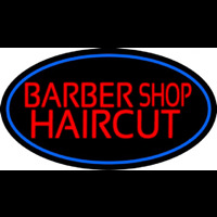 Barbershop Haircut With Blue Border Enseigne Néon