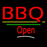 Bbq Open Yellow Line Enseigne Néon