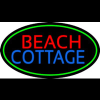 Beach Cottage With Green Border Enseigne Néon