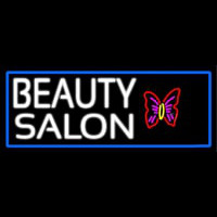 Beauty Salon With Butterfly Logo With Blue Border Enseigne Néon