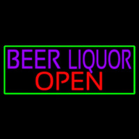 Beer Liquor Open With Green Border Enseigne Néon
