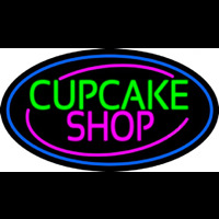 Block Cupcake Shop With Blue Round Enseigne Néon