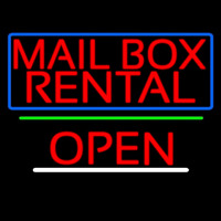 Block Mail Bo  Rental Blue Border With Open 2 Enseigne Néon